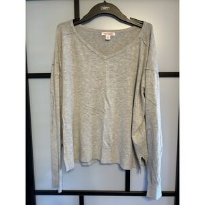 Joe Fresh V Neck Sweater Light Gray‎ Grey Womens XL